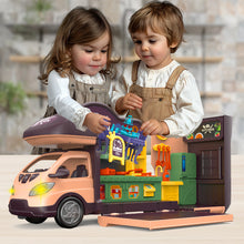 Load image into Gallery viewer, Koolbitz 60Pcs Kids Pretend Play 2 in 1 Bus with Kitchen Miniature Tools & Furniture Accessories, Music & Lights, Fun Playset for Toddlers & Ages 3 and Up
