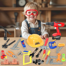 Load image into Gallery viewer, Koolbitz Kids Children Pretend Play Tools Construction Toy Set Pretend Role Play Tool Toys with Helmet Drill Chainsaw Hamer and More Kids Tool Set