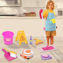 Load image into Gallery viewer, Koolbitz Cleaning Set for Kids 10PCs Toy Playset with Simulation Automatic Vacuum Robot, Mop, Brush & Realistic Cleaning Tools for Toddlers Age 3+ Fun Role Play Christmas Newyear Birthday Gift