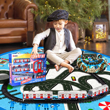 Load image into Gallery viewer, Koolbitz 18 Pcs Electric Metro Train Set with Blue Carpet Track, LED Lights & Realistic Train Sounds – Educational STEM Toy for Kids – Includes Storage Mat and Interactive Play Features