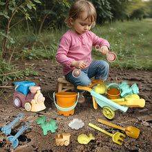 Load image into Gallery viewer, Koolbitz 15 Pcs Kids Beach Toy Set Outdoor Summer Activity Sand Play Set with Wheelbarrow, Animal Molds, Shovels & Train for Boys & Girls Ages 3 for Birthday Occassion