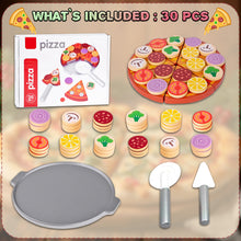 Load image into Gallery viewer, Koolbitz Cutting Play Food Toy for Kid Wooden Pizza Set Pretend Children Picnic Kitchen Accessories Cooking Velcro Toys Gift for Kids