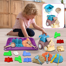 Load image into Gallery viewer, Koolbitz Kids Beach Play Sand Toy 22 Pcs Playset with 750g Magic Sand & Beach Train Bucket, Sand Pit Building Tools Model Educational Molds-Creative Sandcastle Toy Carry Bag Gift for Kids Boy Girl