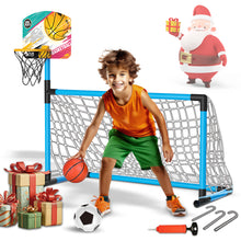 Load image into Gallery viewer, Koolbitz Kids 2 in 1 Basketball Hoop and Football Goal Set for Children, Hoop, Net, Ball, Pump Kids Basketball Hoop and Stand Girls Boys, Outdoor Indoor Activities Toy All in One