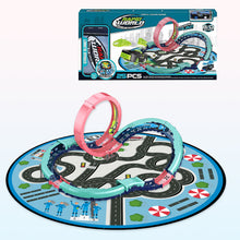 Load image into Gallery viewer, Koolbitz Kids Electric High Speed Slot Car Track Set with Large Play Mat - Battery Operated Racing Car with Roller Coaster Rails, Convertible City Map Storage Bag Educational Race Track Toy