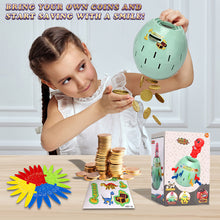 Load image into Gallery viewer, Koolbitz Dinosaur Surprise Action Game Interactive Coin Bank for Kids Pop Up Dinosaur, Fun Family Game with Spring-Loaded Dinosaur Includes Colorful Pegs and Stickers - Children's Action Board Game