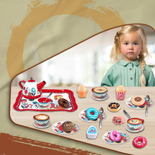 Load image into Gallery viewer, Tea Set 30 Pcs Tin Party Cups & Plates Dessert candy muffin Toys Including Metal Teapot Washable Dishes Safe Material Little Girls Enhance Child Skills