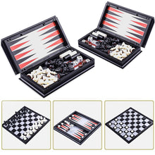 Load image into Gallery viewer, Koolbitz Pack of 2 Sets 3 in 1 Chess Checkers Draughts and Backgammon Game Board Set, Portable Folding with Magnetic Pieces, 36X36 cm for Kids Adults