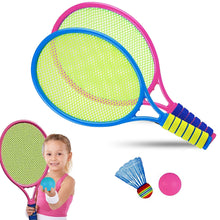 Load image into Gallery viewer, Koolbitz Children Kids Tennis Set 2 Rackets with Ball and Shuttlecock Kids Badminton Set Summer Indoor Outdoor Kids Play Garden