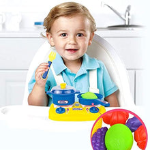 Load image into Gallery viewer, 43 Pieces Kitchen set Cooking Toys Dinner set Cutting Fruits Vegetables Pretend Play Food Playset