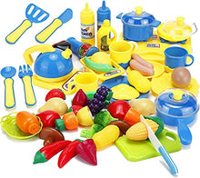 Load image into Gallery viewer, 43 Pieces Kitchen set Cooking Toys Dinner set Cutting Fruits Vegetables Pretend Play Food Playset