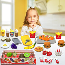 Load image into Gallery viewer, Koolbitz 44pcs Kids Fruit and Vegetable Toys Set Pretend Play Fast Food Set Role Play Plastic Food Set Children&#39;s Kitchen Accessories Toy
