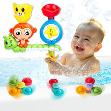 Load image into Gallery viewer, Koolbitz Bath Toy Set for Toddlers, Includes Spinning Water Wheel, DIY Monkey Waterfall, Suction Cup Spinners, Sensory Educational Toys for Bathtime Fun
