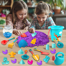 Load image into Gallery viewer, Koolbitz 21 Pcs Kids Beach Sand Play Set with Dinosaur Egg &amp; Sandcastle &amp; Vehicle Moulds – Non-Toxic Space Sand, Water Sprinkler Can, and Portable Carry Case for Indoor &amp; Outdoor Fun Activity
