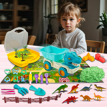 Load image into Gallery viewer, Koolbitz 34PCs Dinosaur Beach Sand Play Set with Space Sand and Carpet Mat - Complete Creative Play Kit with Moulds, Tools, Shovels and Accessories - Indoor and Outdoor Toys for Kids Ages 3+

