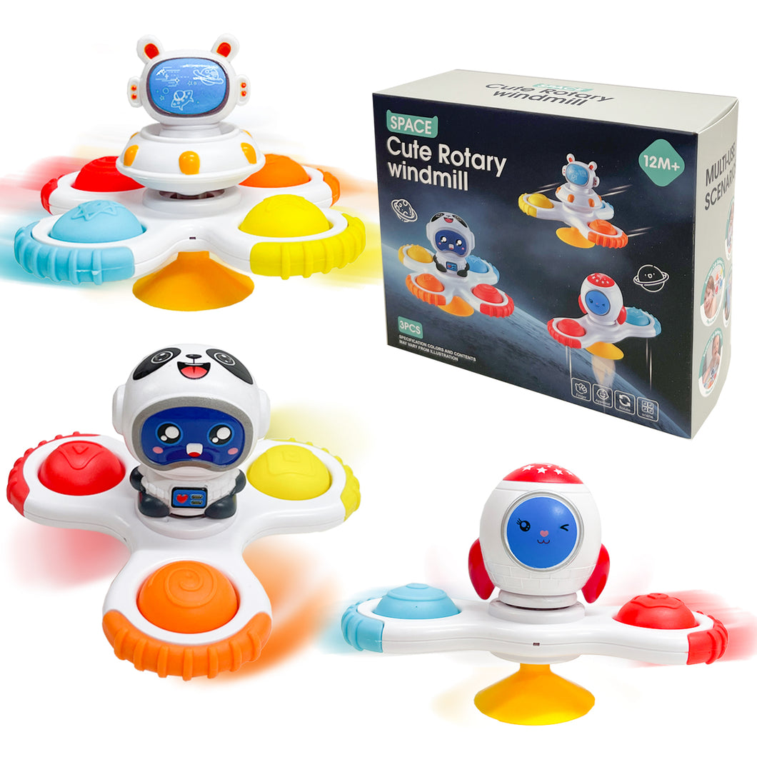 Koolbitz Kids Suction Cup Spinner Toys Sensory Bath Toy for Children Early Educational Fidget Toy for Babies Space Rotary Windmill Spinning Suction Cup Toy for Toddlers