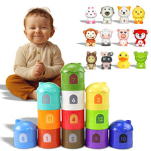 Load image into Gallery viewer, Koolbitz Interactive Animal Number Game 24-Piece Finger Puppet &amp; Sorting Playset, Montessori Color &amp; Number Recognition Skills Development, Toddler Educational Toy Gift for Children 1-3 Years
