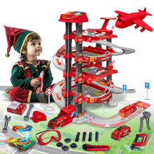 Load image into Gallery viewer, Koolbitz 2-in-1 Garage Parking Lot and Construction Tool Playset for Kids, 4-Story Parking Garage Toy with Lift, Sound, Light, 17pcs Tool Set for Ages 3 and Up
