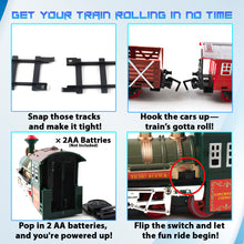 Load image into Gallery viewer, koolbitz Kids Train Toy Set With Blue Carpet Children Railway Playset Classic Sound And Light Toy Indoor Fun Train Track Game Toy With Compartment And Carriage Toddlers Gift
