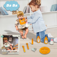 Load image into Gallery viewer, Koolbitz Baby Doll Care Accessories Feeding Playset, 2 Pcs Baby Doll Milk Bottle and Baby Bib, Spoons and Forks and 1 Dinner Plate &amp; Baby lotion, Movable Head Soft Touch Skin Doll Gift for Boy Girl
