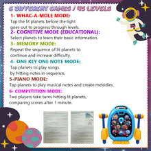 Load image into Gallery viewer, Koolbitz Interactive Spaceship Game Machine - Electric Arcade with Music, Lights &amp; Water Effects - Fun Educational Toy for Kids, Includes 2 Hammers &amp; Water Dropper
