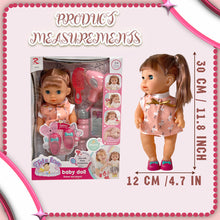 Load image into Gallery viewer, Koolbitz Interactive Baby Doll with Accessories &amp; Lifelike Functions Drinks and Wets, Makes 10 Sounds, Removable Outfit with Hair Dryer, Comb, Bottle, Shoes, Shampoo, and More - Gift for Toddlers Kids
