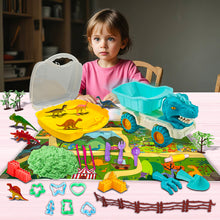 Load image into Gallery viewer, Koolbitz 34PCs Dinosaur Beach Sand Play Set with Space Sand and Carpet Mat - Complete Creative Play Kit with Moulds, Tools, Shovels and Accessories - Indoor and Outdoor Toys for Kids Ages 3+
