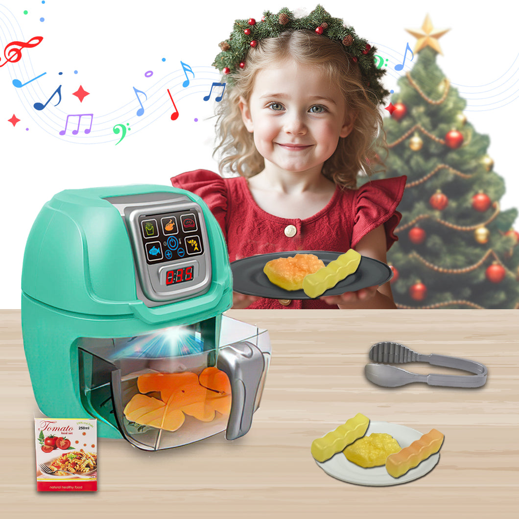 Koolbitz Kids Kitchen Air Fryer Toy Pretend Role Play Kitchen Set for Children Realistic Light & Sound Play Food Toy for Boys & Girls Educational Fun Toy Set for Toddlers