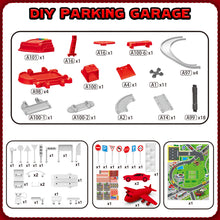 Load image into Gallery viewer, Koolbitz 2-in-1 Garage Parking Lot and Construction Tool Playset for Kids, 4-Story Parking Garage Toy with Lift, Sound, Light, 17pcs Tool Set for Ages 3 and Up
