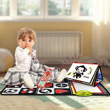Load image into Gallery viewer, Koolbitz Baby Sensory Playset, 2-in-1 Cloth Book with Mirror, Crinkle Sounds Teether and Multilingual Musical Toy for Ages 3 Months above
