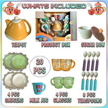 Load image into Gallery viewer, Koolbitz 20 Pcs Realistic Tea Set Cattle Cup Spoon Indoor Outdoor Pretend Play Toy Educational Kids Toy
