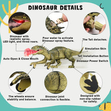 Load image into Gallery viewer, Koolbitz Interactive Remote Control Dinosaur Toy with Simulated Mist Spray, Realistic Roaring Sounds, LED Lights, Walking Dinosaur &amp; Chomping Mouth- Lifelike T-Rex Robot Dinosaur for Kids
