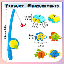 Load image into Gallery viewer, Koolbitz 7PCs Baby Bath Magnet Fishing Rod with 2 Wind-Up Cars &amp; 4 Colorful Fish Bath Tub Playset - Fun Toys Water Game Set Educational Toy Birthday Christmas Newyear Gift
