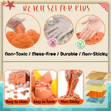 Load image into Gallery viewer, Koolbitz 22PCS Kids Beach Sand Toy Set - Includes Dinosaur Dump Truck, Castle Moulds, Sand Tools, and 3 Bright Colours of Sand - Portable Educational Fun for Boys and Girls Ages 3+
