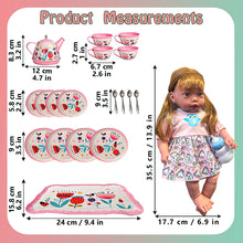 Load image into Gallery viewer, Koolbitz 37 Pcs Pink Baby Doll Set with 12 Sounds &amp; Tea Party set – Includes Talking Baby Doll, Removable Clothes, Kitchen Accessories, Hair Dryer &amp; Pretend Play Items for Kids
