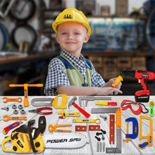 Load image into Gallery viewer, Koolbitz 37 Pcs Engineering Tool Kit Toy Set Pretend Play Chainsaw Tool Kit for Kids Construction Tool Game Set Pretend Play Tool Drill, Chainsaw &amp; Other Tools Game for Children Gift for Boy Girl
