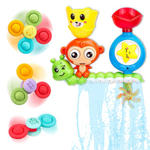 Load image into Gallery viewer, Koolbitz Bath Toy Set for Toddlers, Includes Spinning Water Wheel, DIY Monkey Waterfall, Suction Cup Spinners, Sensory Educational Toys for Bathtime Fun
