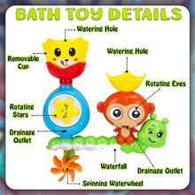 Load image into Gallery viewer, Koolbitz Bath Toy Set for Toddlers, Includes Spinning Water Wheel, DIY Monkey Waterfall, Suction Cup Spinners, Sensory Educational Toys for Bathtime Fun
