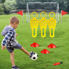 Load image into Gallery viewer, Koolbitz Kids Football Game Soccer Set Football Net Post with Free Kick 3 Mannequins for Children Outdoor Training Equipment Practice Sport Game Perfect for Boys &amp; Girls

