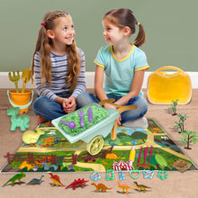 Load image into Gallery viewer, Koolbitz 28 Pcs Beach Toy Wheelbarrow Set with Dinosaur Moulds, Space Sand, Sand Tools, Play Mat &amp; Carry Case Ideal Sandbox and Beach Sandcastle Building Set for Kids Aged 3+ Indoor &amp; Outdoor Play
