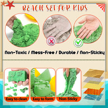Load image into Gallery viewer, Koolbitz 34PCs Dinosaur Beach Sand Play Set with Space Sand and Carpet Mat - Complete Creative Play Kit with Moulds, Tools, Shovels and Accessories - Indoor and Outdoor Toys for Kids Ages 3+
