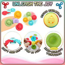 Load image into Gallery viewer, Koolbitz Suction Cup Baby Spinner Toys - Montessori Sensory Educational Learning Toy for Babies Silicone Simple Dimple Infant Bath Activity Fidget Toy Perfect Toddler for Ages 6 to 18 Months
