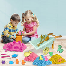 Load image into Gallery viewer, Koolbitz 23 Pcs Kids Beach Wheelbarrow Play Set with Animal Molds, Sand Tools, Carry Case and 1000g of Colorful Sand Creative Sandbox Toy for Toddlers Ages 3+ Ideal for Beach, Garden, and Indoor
