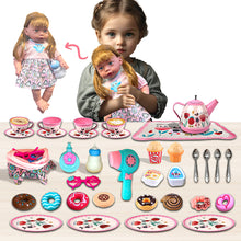 Load image into Gallery viewer, Koolbitz 37 Pcs Pink Baby Doll Set with 12 Sounds &amp; Tea Party set – Includes Talking Baby Doll, Removable Clothes, Kitchen Accessories, Hair Dryer &amp; Pretend Play Items for Kids
