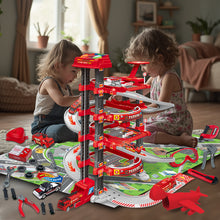 Load image into Gallery viewer, Koolbitz 2-in-1 Garage Parking Lot and Construction Tool Playset for Kids, 4-Story Parking Garage Toy with Lift, Sound, Light, 17pcs Tool Set for Ages 3 and Up
