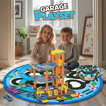 Load image into Gallery viewer, Koolbitz 3 Storey Kids Parking Garage Toys with Playmat, Spiral Track, Car Wash &amp; Die Cast Multi Color Cars with Storage Bag Ideal Birthday, for Kids Age 3+
