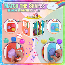 Load image into Gallery viewer, Koolbitz Montessori Activity Cube for Toddlers Colorful Sensory Play Cube with Musical Elements, Shape Sorting, Fine Motor Skills Development - Ideal for Boys &amp; Girls Aged 1-3 Years
