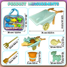 Load image into Gallery viewer, Koolbitz 19PCS Beach Toy Set with Wheelbarrow, Dinosaur Moulds, Tools, 1000g Colourful Sand, and Portable Carry Bag – Perfect for Creative Play in Sandbox or Beach – Suitable for Kids 3+ Years Old
