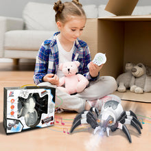 Load image into Gallery viewer, Koolbitz Interactive RC Spider Toy with Music, Light, and Mist Spray Effects Robotic Spider for Kids with Remote Control - Birthday Halloween Christmas Easter Toys for Kids Indoor Outdoor Fun
