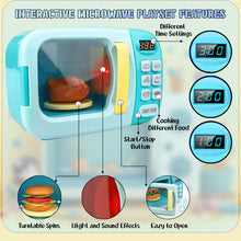 Load image into Gallery viewer, Koolbitz Kids realistic Microwave Oven Kitchen Play House Toy With 6 Colors Clay Burger set Home Appliance Toy For Boys Girls Pretend Food Play Maker Perfect For Children Led Lights Educational Kitchen Playset
